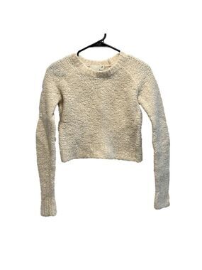 Aritzia Wilfred Free White Cropped Alpaca/Merino Wool Elsie Sweater Size XS